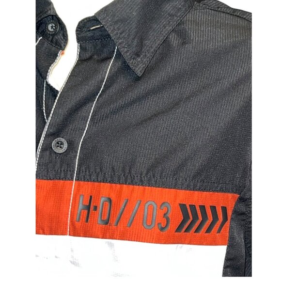 Color Block Harley Davidson Motorcycles Collared Short Sleeve Shirt Size Med - Picture 2 of 4